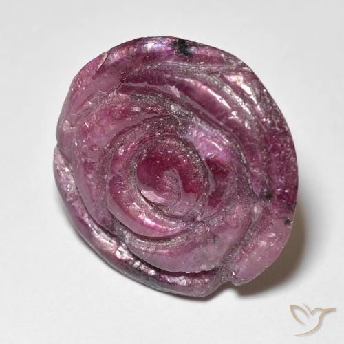 Rubi-Zoisite roxo avermelhado Natural 25.55ct, Flor cortada, Opaco