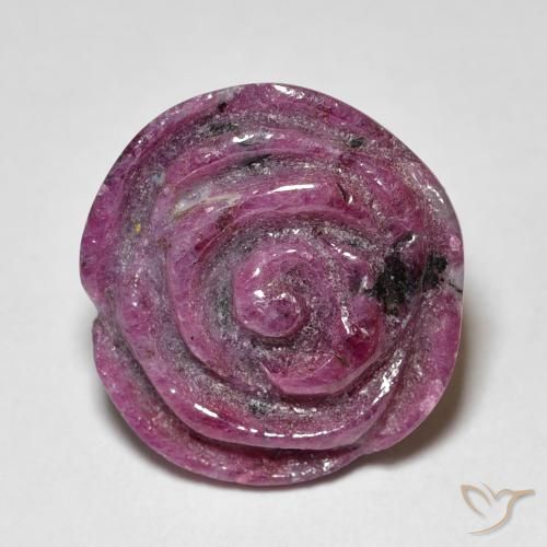 18.75ct Natural roxo avermelhado Rubi-Zoisite, Flor cortada, Opaco