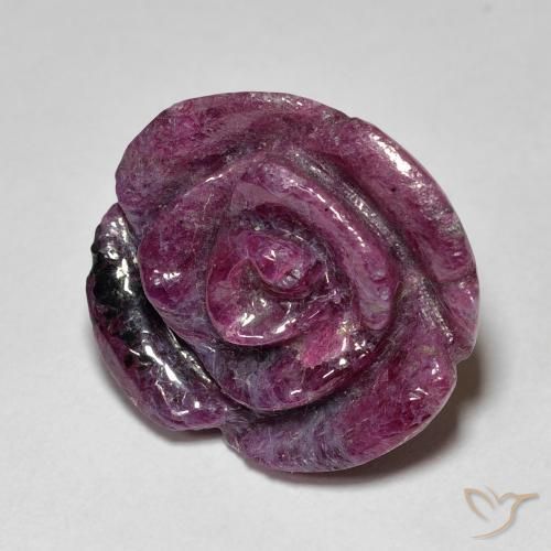 Rubi-Zoisite roxo médio Natural 22.77ct, Flor cortada, Opaco