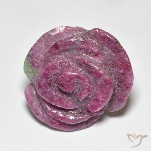 19.49ct Natural roxo avermelhado Rubi-Zoisite, Flor cortada, Opaco