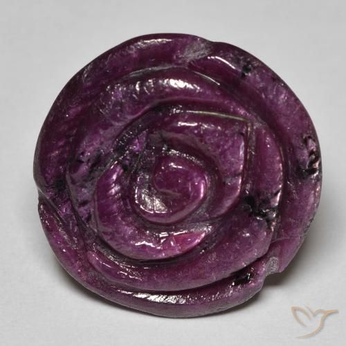 25.68ct Natural ameixa roxa Rubi-Zoisite, Flor cortada, Opaco