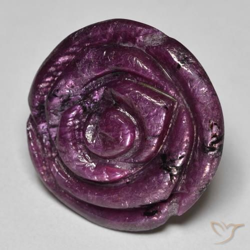 Rubi-Zoisite ameixa roxa Natural 25.68ct, Flor cortada, Opaco