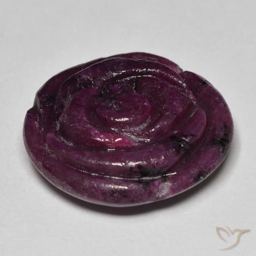 Rubi-Zoisite ameixa roxa Natural 25.68ct, Flor cortada, Opaco