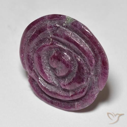 Rubi-Zoisite ameixa roxa Natural 18.70ct, Flor cortada, Opaco
