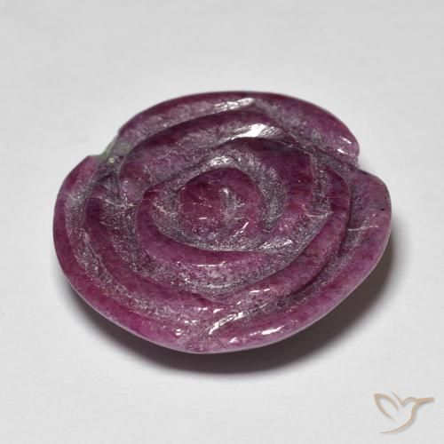 Rubi-Zoisite ameixa roxa Natural 18.70ct, Flor cortada, Opaco