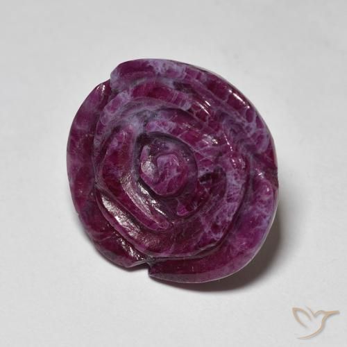 Rubi-Zoisite Sangria Roxa Natural 14.65ct, Flor cortada, Opaco