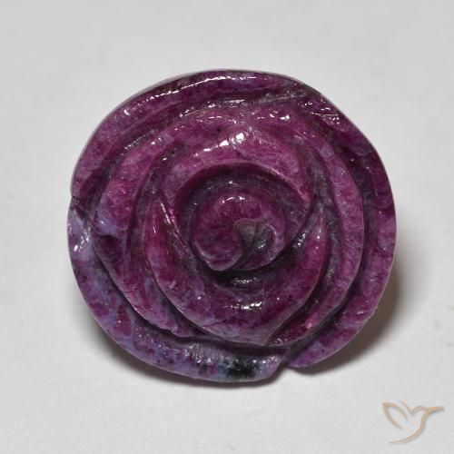 24.94ct Natural Roxo profundo Rubi-Zoisite, Flor cortada, Opaco