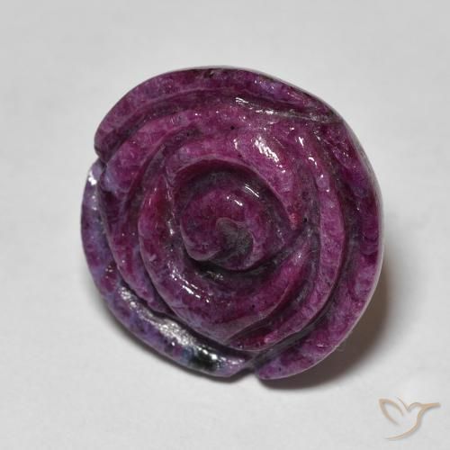 Rubi-Zoisite Roxo profundo Natural 24.94ct, Flor cortada, Opaco