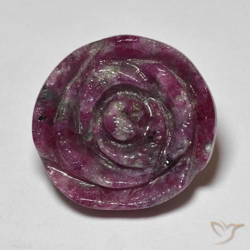 23.60ct Natural ameixa roxa Rubi-Zoisite, Flor cortada, Opaco
