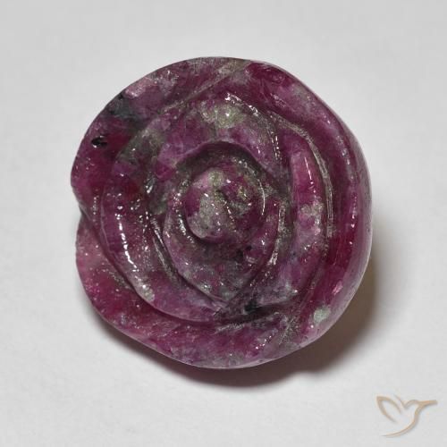 Rubi-Zoisite ameixa roxa Natural 23.60ct, Flor cortada, Opaco