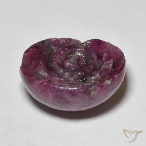 Rubi-Zoisite ameixa roxa Natural 23.60ct, Flor cortada, Opaco
