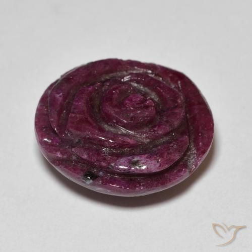 Rubi-Zoisite framboesa vermelha Natural 17.50ct, Flor cortada, Opaco