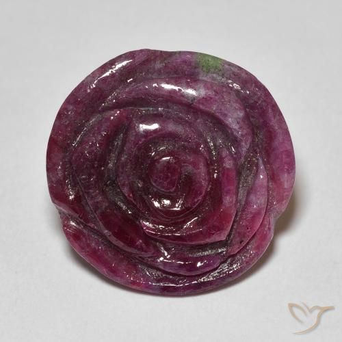 16.99ct Natural Roxo escuro Rubi-Zoisite, Flor cortada, Opaco