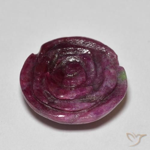 Rubi-Zoisite Roxo escuro Natural 16.99ct, Flor cortada, Opaco
