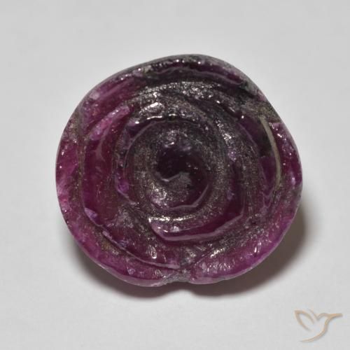 15.45ct Natural roxo médio Rubi-Zoisite, Flor cortada, Opaco