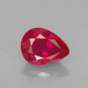 Rubi vermelho natural 1,43ct, formato de pêra, VS-SI