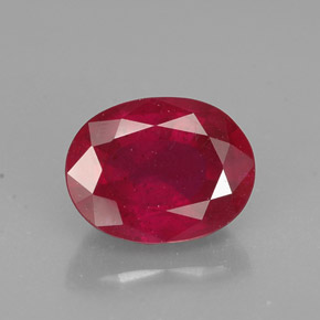 Rubi vermelho natural 1,93ct, corte oval, SI