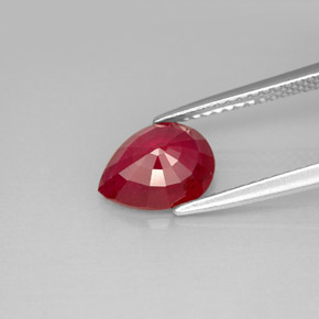 Rubi vermelho natural 1,96ct, formato de pêra, VS-SI