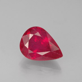 Rubi vermelho natural 1,66ct, formato de pêra, VS-SI