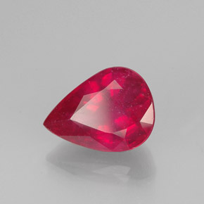 Rubi vermelho natural 1,66ct, formato de pêra, VS-SI