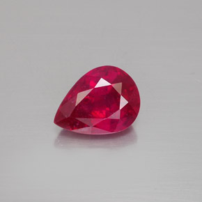Rubi vermelho natural 1,53ct, formato de pêra, VS-SI