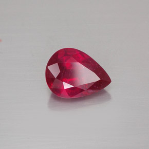Rubi vermelho natural 1,53ct, formato de pêra, VS-SI