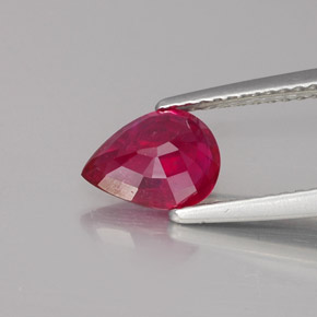 Rubi vermelho natural 1,53ct, formato de pêra, VS-SI