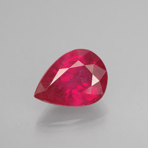 Rubi vermelho natural 1,47ct, formato de pêra, VS-SI