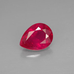 Rubi vermelho natural 1,58ct, formato de pêra, VS-SI
