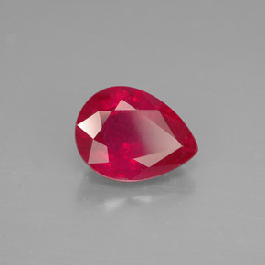 Rubi vermelho natural 1,58ct, formato de pêra, VS-SI