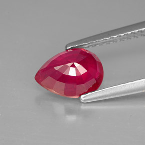 Rubi vermelho natural 1,58ct, formato de pêra, VS-SI