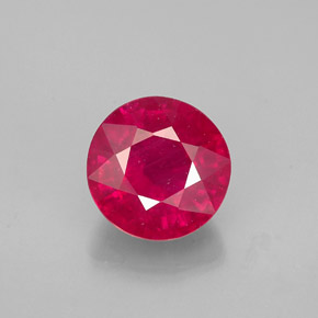 Rubi vermelho natural 1,85ct, corte redondo, VS-SI