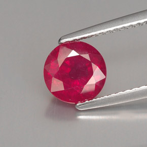Rubi vermelho natural 1,90ct, corte redondo, VS-SI