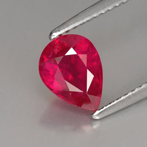 Rubi vermelho natural 1,61ct, formato de pêra, VS-SI
