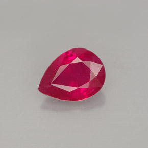 Rubi vermelho natural 1,53ct, formato de pêra, VS-SI