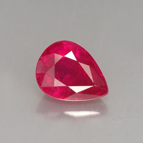 Rubi vermelho natural 1,60ct, formato de pêra, VS-SI