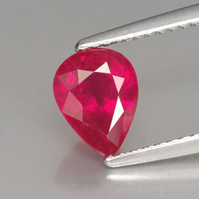 Rubi vermelho natural 1,60ct, formato de pêra, VS-SI