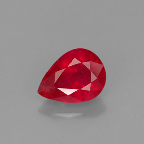 Rubi vermelho natural 1,64ct, formato de pêra, VS-SI