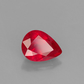 Rubi vermelho natural 1,64ct, formato de pêra, VS-SI