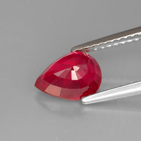 Rubi vermelho natural 1,64ct, formato de pêra, VS-SI
