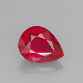 Rubi vermelho natural 1,62ct, formato de pêra, VS-SI