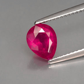 Rubi vermelho natural 1,61ct, formato de pêra, VS-SI