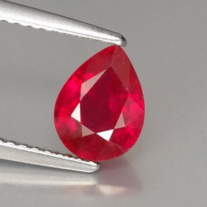 Rubi vermelho natural 1,51ct, formato de pêra, VS-SI