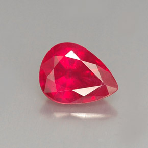 Rubi vermelho natural 1,37ct, formato de pêra, VS-SI