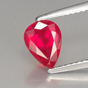 Rubi vermelho natural 1,37ct, formato de pêra, VS-SI