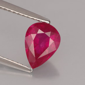 Rubi vermelho natural 1,54ct, formato de pêra, VS-SI