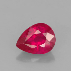 Rubi vermelho natural 1,59ct, formato de pêra, VS-SI