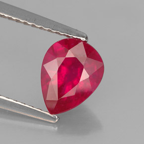 Rubi vermelho natural 1,59ct, formato de pêra, VS-SI