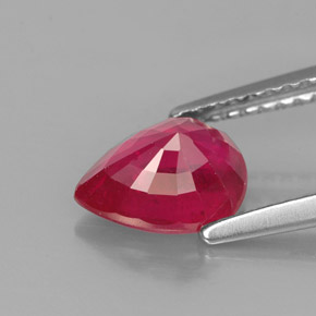 Rubi vermelho natural 1,59ct, formato de pêra, VS-SI