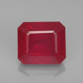 Rubi vermelho natural 4,93ct, corte esmeralda, VS-SI